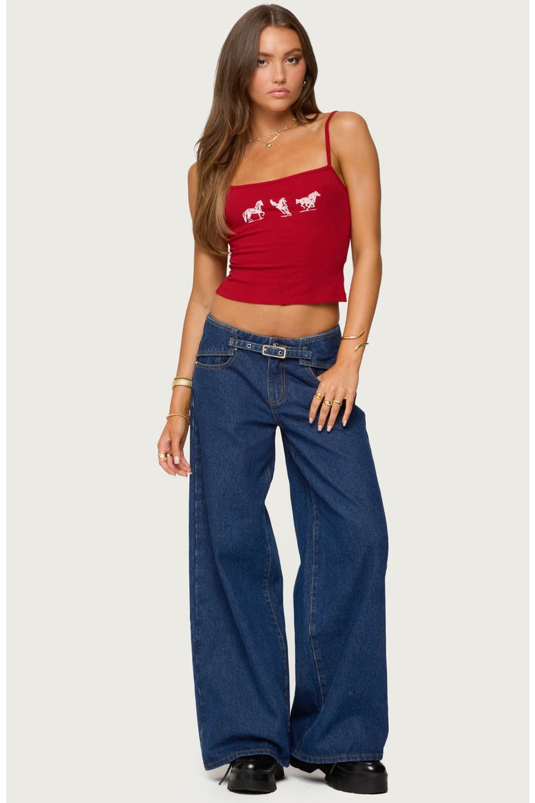 Wild Horses Graphic Crop Camisole, Alternate, color, RED