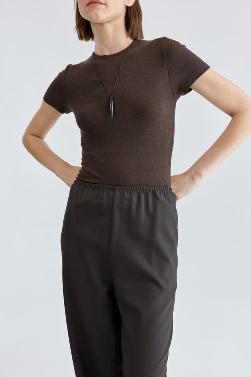 Almina Concept Short Sleeve Knit Top In Brown
