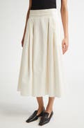 Maria McManus Pleat Front Organic Cotton Sateen Midi Skirt