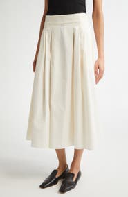 Maria McManus Pleat Front Organic Cotton Sateen Midi Skirt