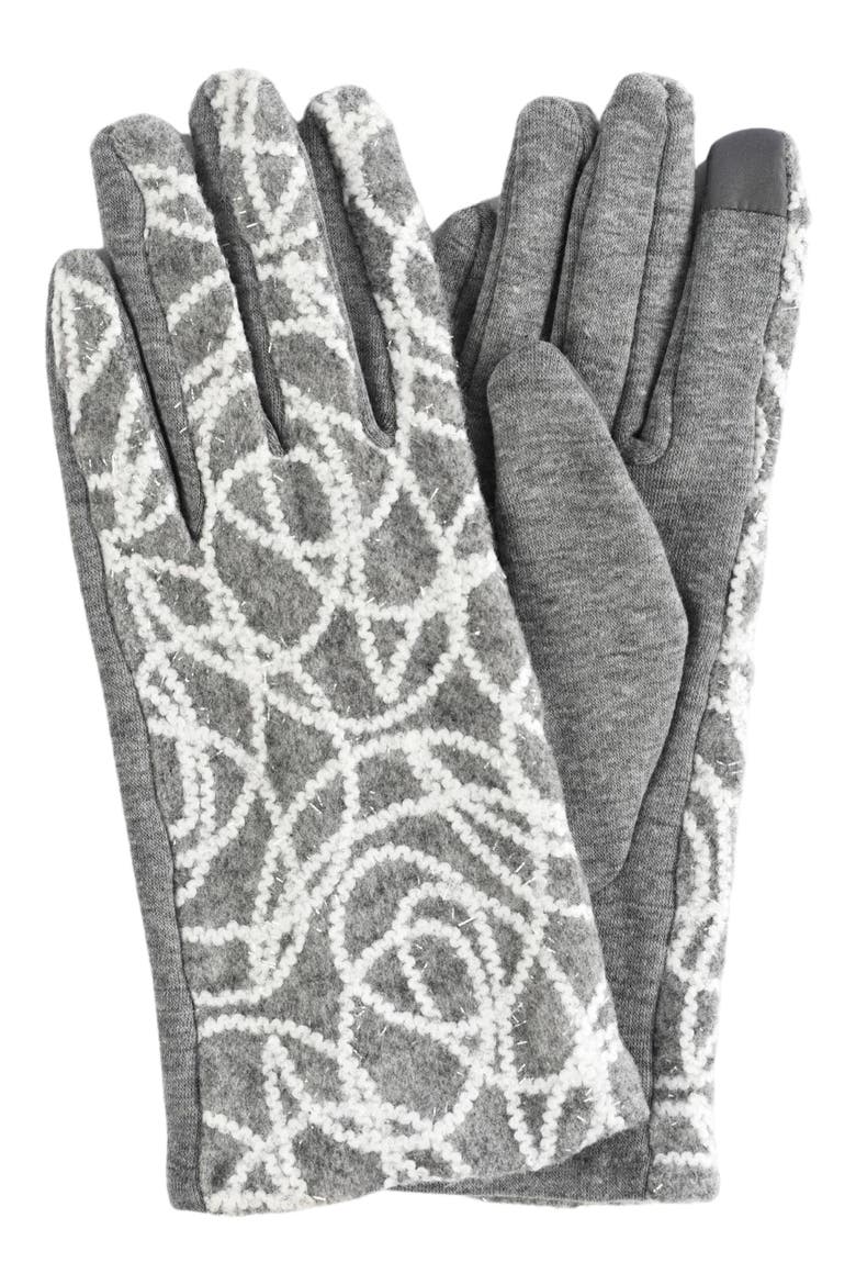 Yarn Patterned Touchscreen Gloves, Main, color, GREY