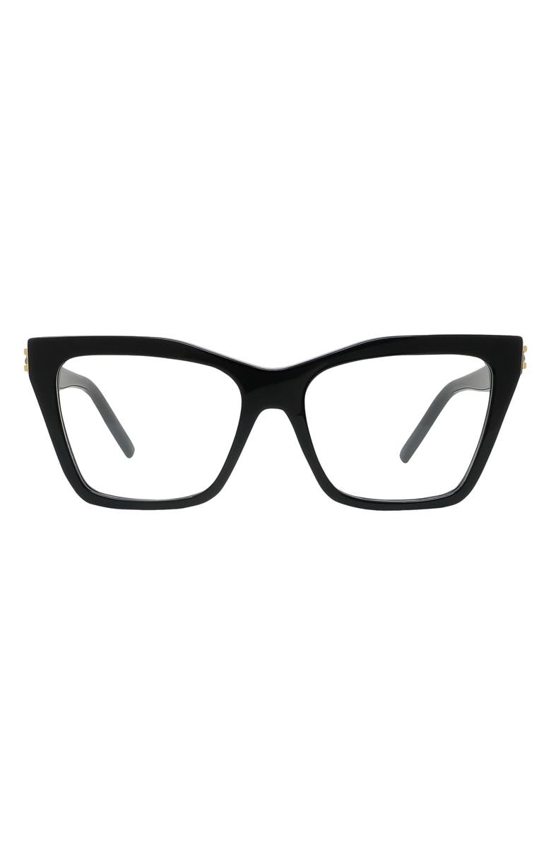 Givenchy Plumeties 55mm Rectangular Optical Glasses, Main, color, Shiny Black