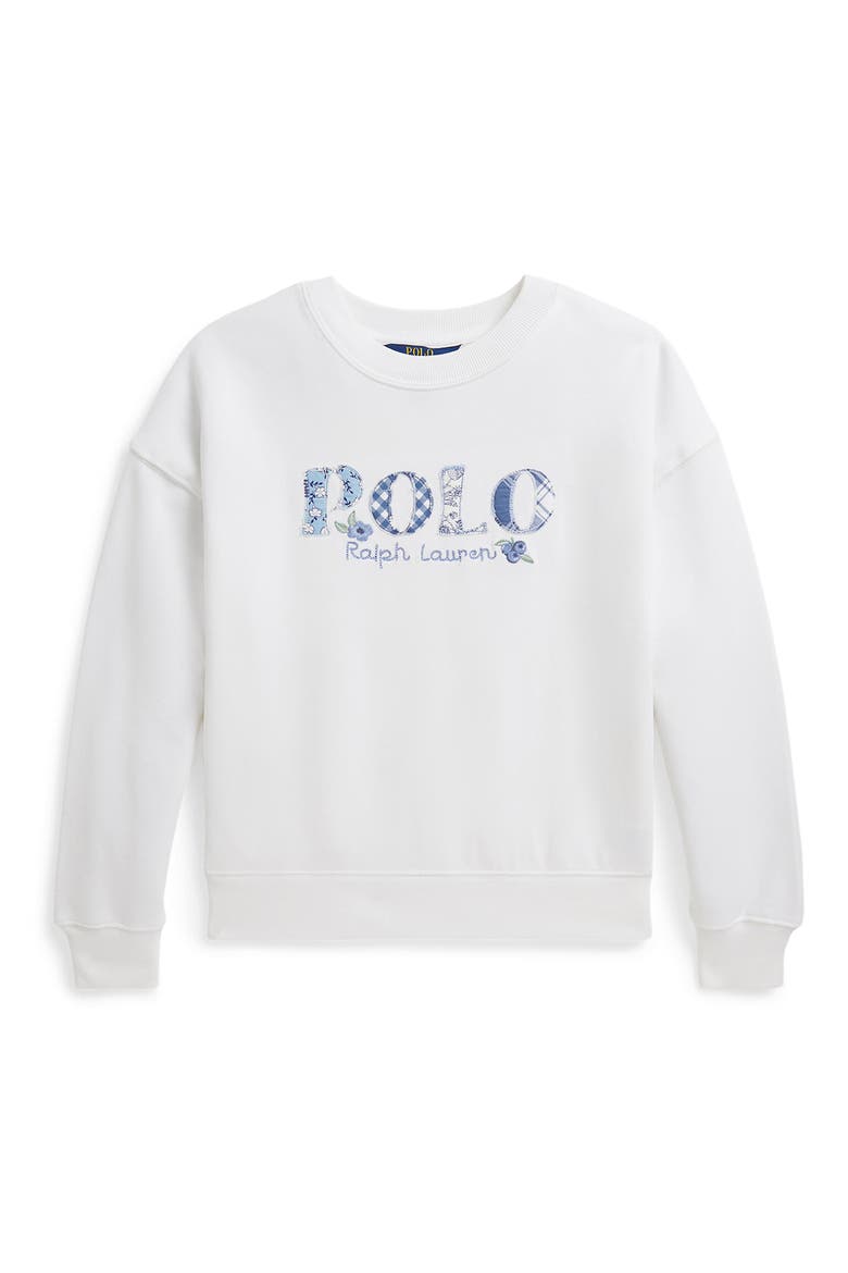 Kids' Logo Appliqué Cotton Graphic Sweatshirt, Main, color, WHITE