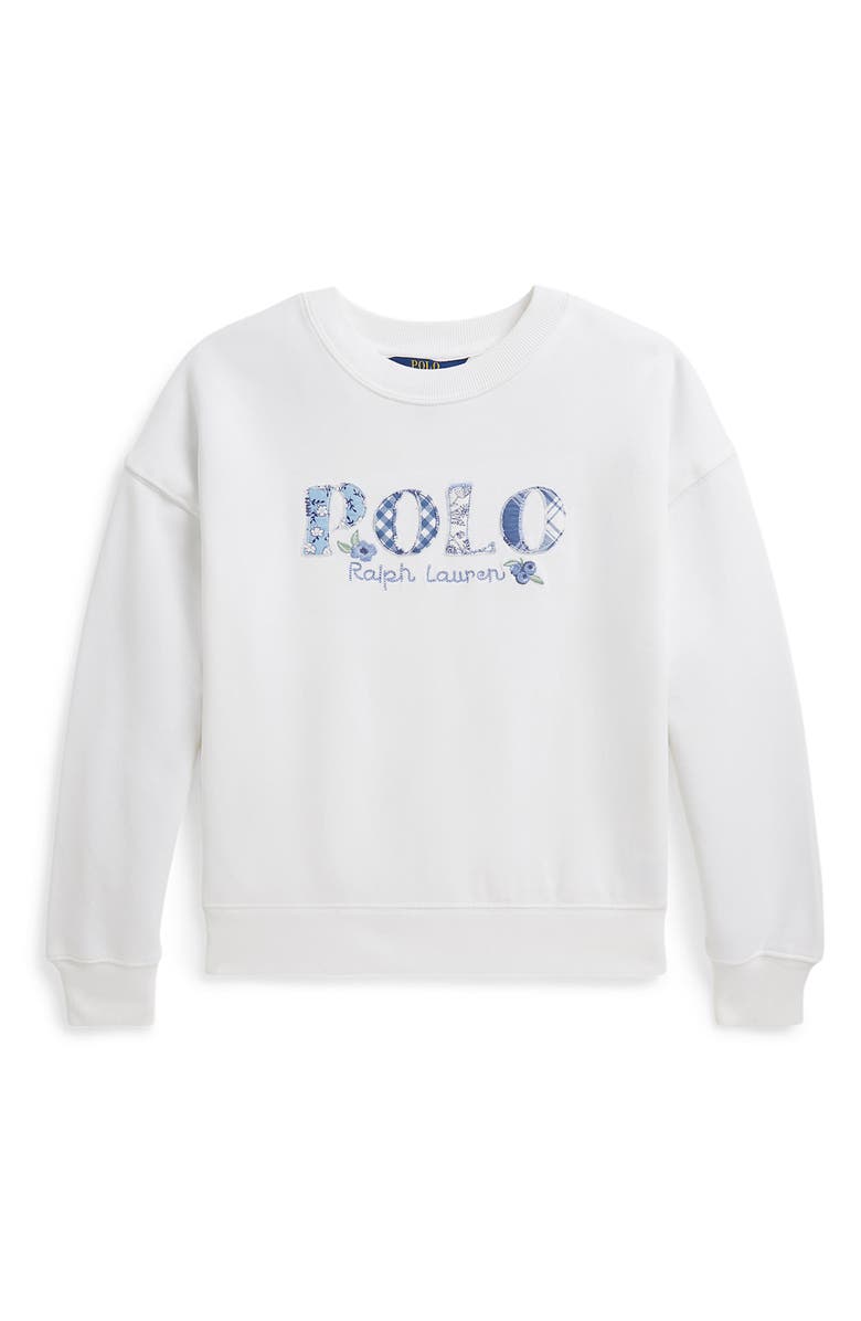 Polo Ralph Lauren Kids' Logo Appliqué Cotton Graphic Sweatshirt, Main, color, White
