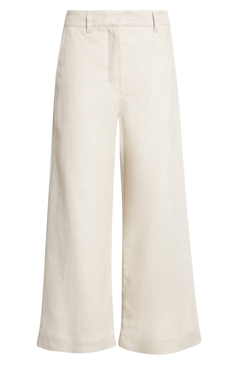 Max Mara Abissi Stretch Linen & Cotton Wide Leg Ankle Pants, Main, color, Ivory