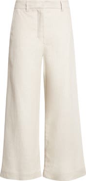 Max Mara Abissi Stretch Linen & Cotton Wide Leg Ankle Pants