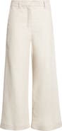 Max Mara Abissi Stretch Linen & Cotton Wide Leg Ankle Pants