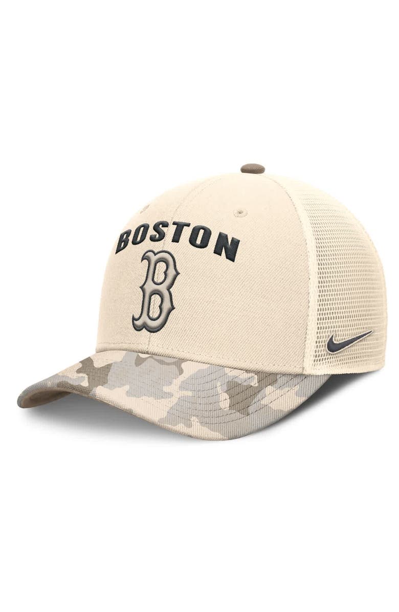Nike Men's Nike Natural Boston Red Sox Camo Natural Pack Rise Adjustable Trucker Hat, Main, color, 