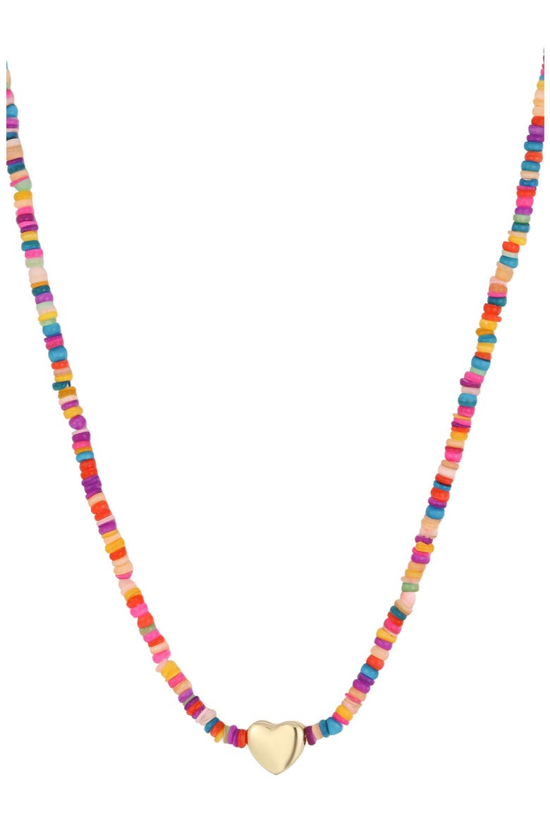 Mixed Beads Heart Pendant Necklace, Alternate, color, GOLD