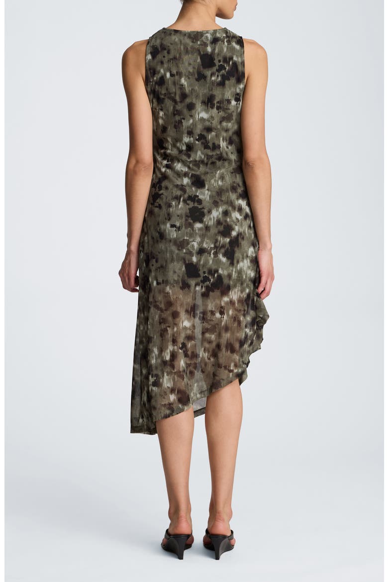 Print Sleeveless Asymmetric Midi Dress, Alternate, color, TURTLE GREEN MULTI