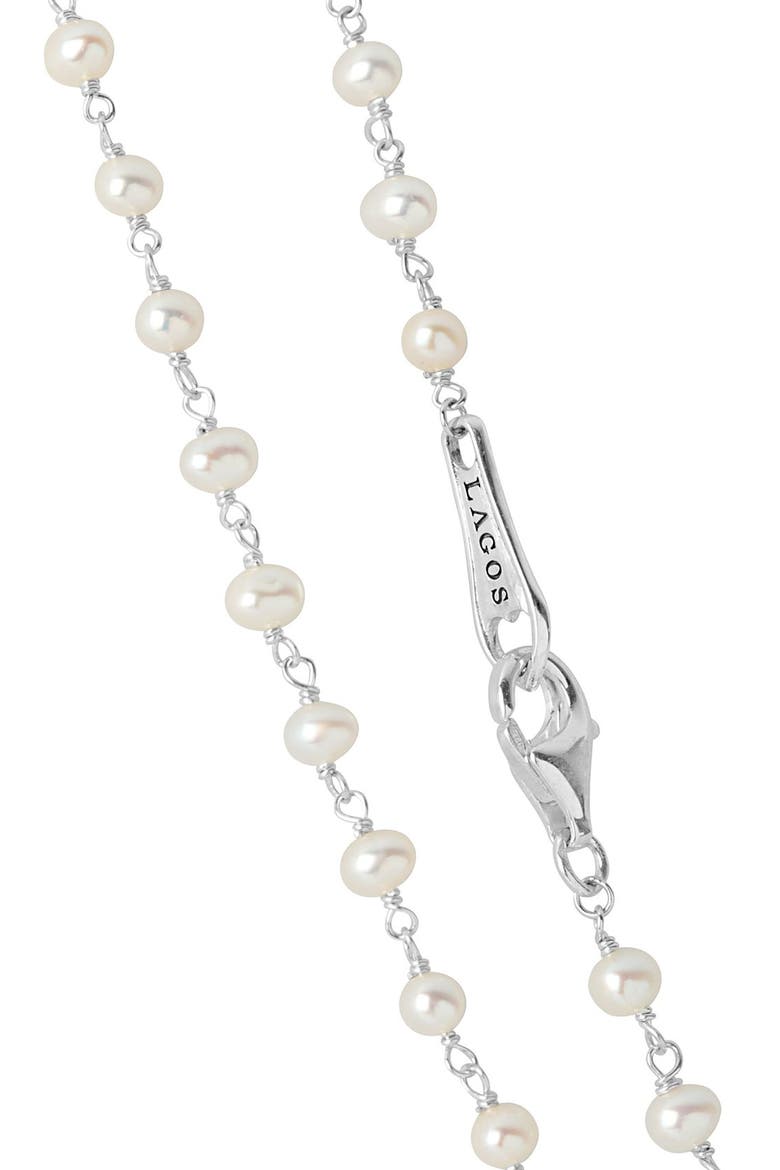 Luna Long Freshwater Pearl Necklace, Alternate, color, SILVER/ PEARL