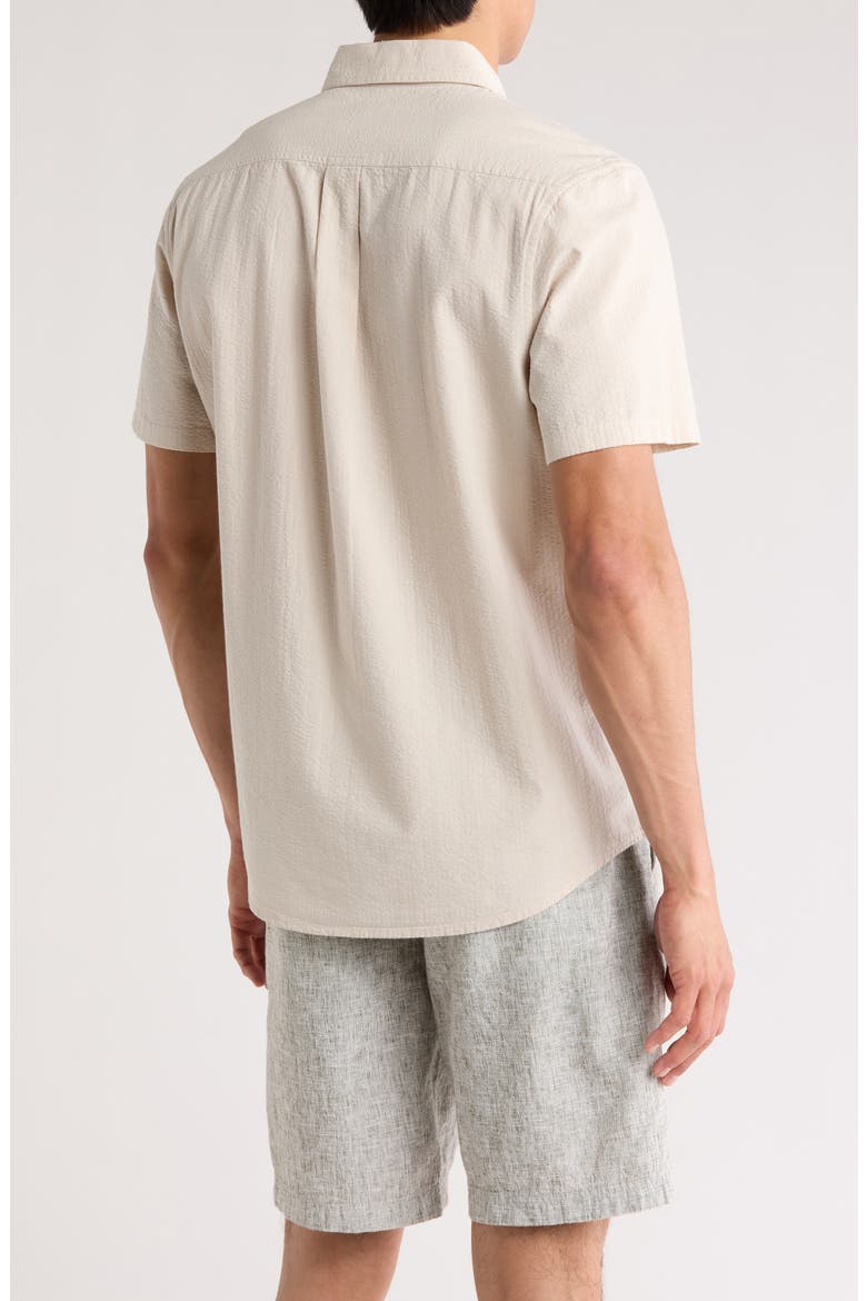 Seersucker Short Sleeve Cotton Button-Up Shirt, Alternate, color, GREY MOONBEAM