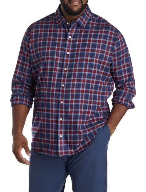 Big & Tall Plaid Tech Twill Sport Shirt