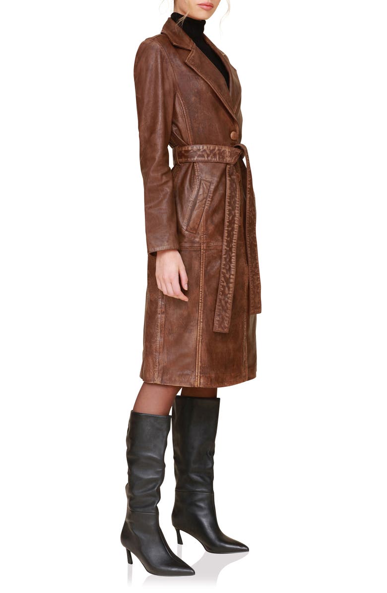Avec Les Filles Belted Leather Trench Coat, Alternate, color, 
