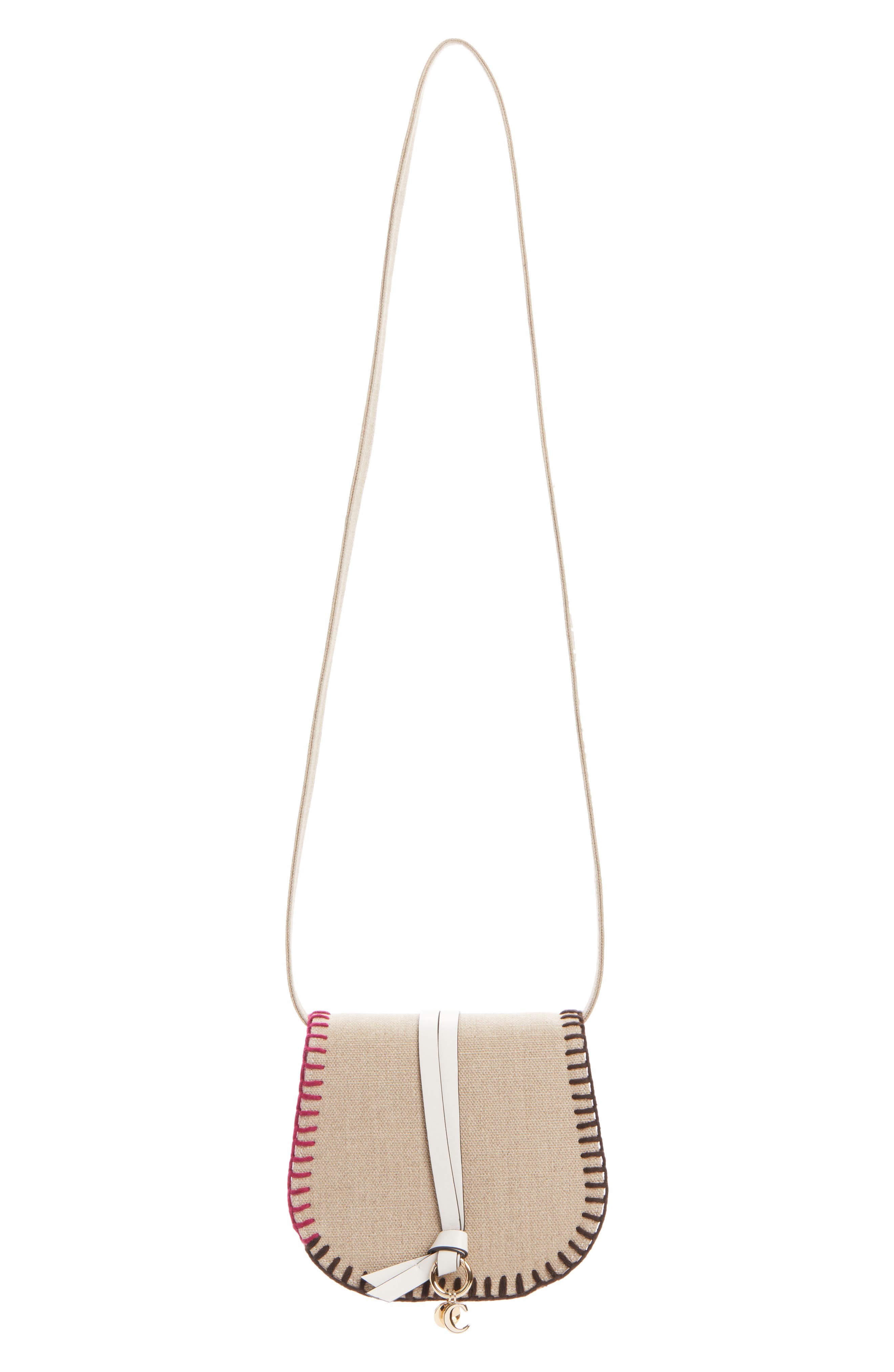 Chloé Mini Alphabet Saddle Linen Saddle Bag, Main, color, 