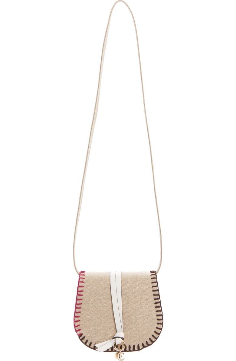 Chloé Mini Alphabet Saddle Linen Saddle Bag, Main, color,