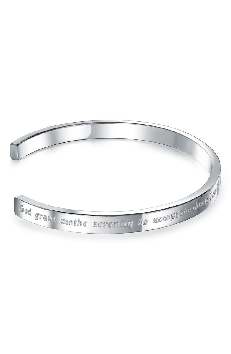 BLING JEWELRY Gender Inclusive Inspirational Serenity Cuff Bracelet, Alternate, color, Grey