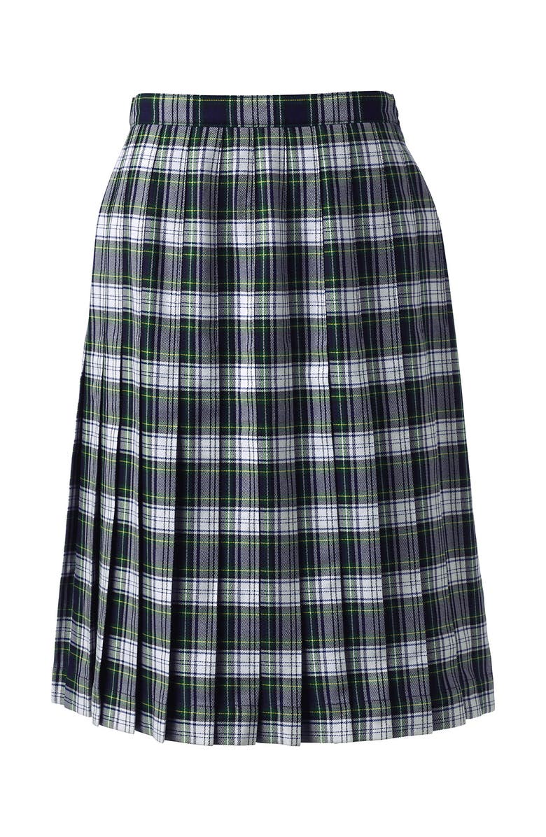Lands' End School Uniform  Plaid Pleated Skirt Below the Knee, Alternate, color, White Plaid