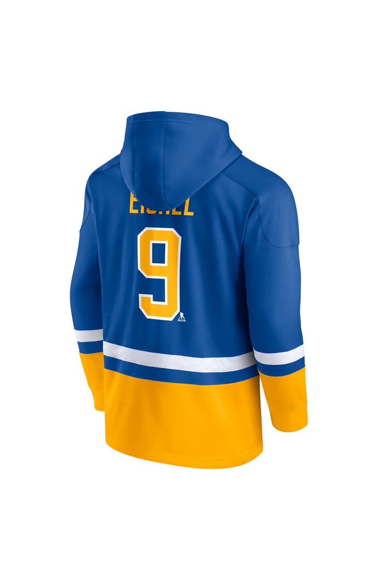 FANATICS Men's Fanatics Branded Jack Eichel Royal/Gold Buffalo Sabres Player Lace-Up V-Neck Pullover Hoodie, Alternate, color,