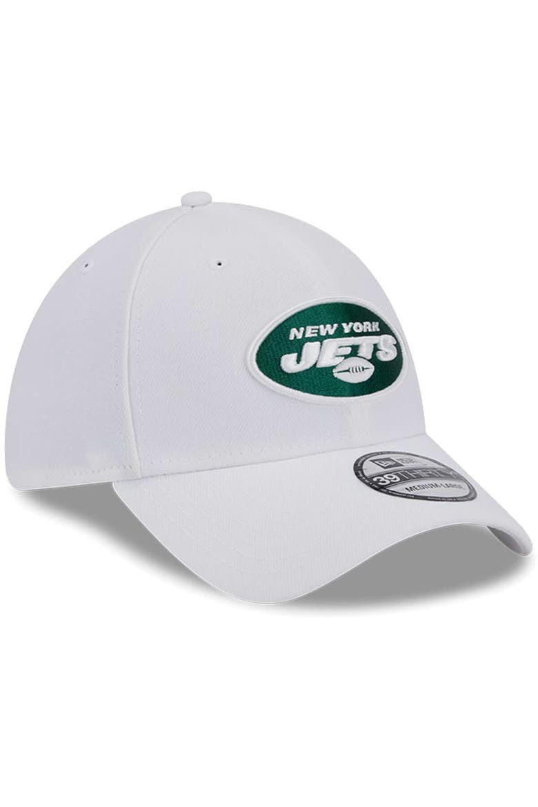 Men's New Era White New York Jets Main 39THIRTY Flex Hat, Alternate, color, White