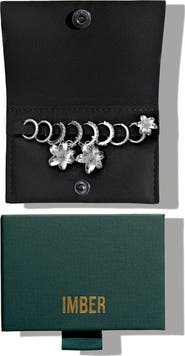 IMBER Set of 9 Lily Hoop, Stud & Drop Earrings