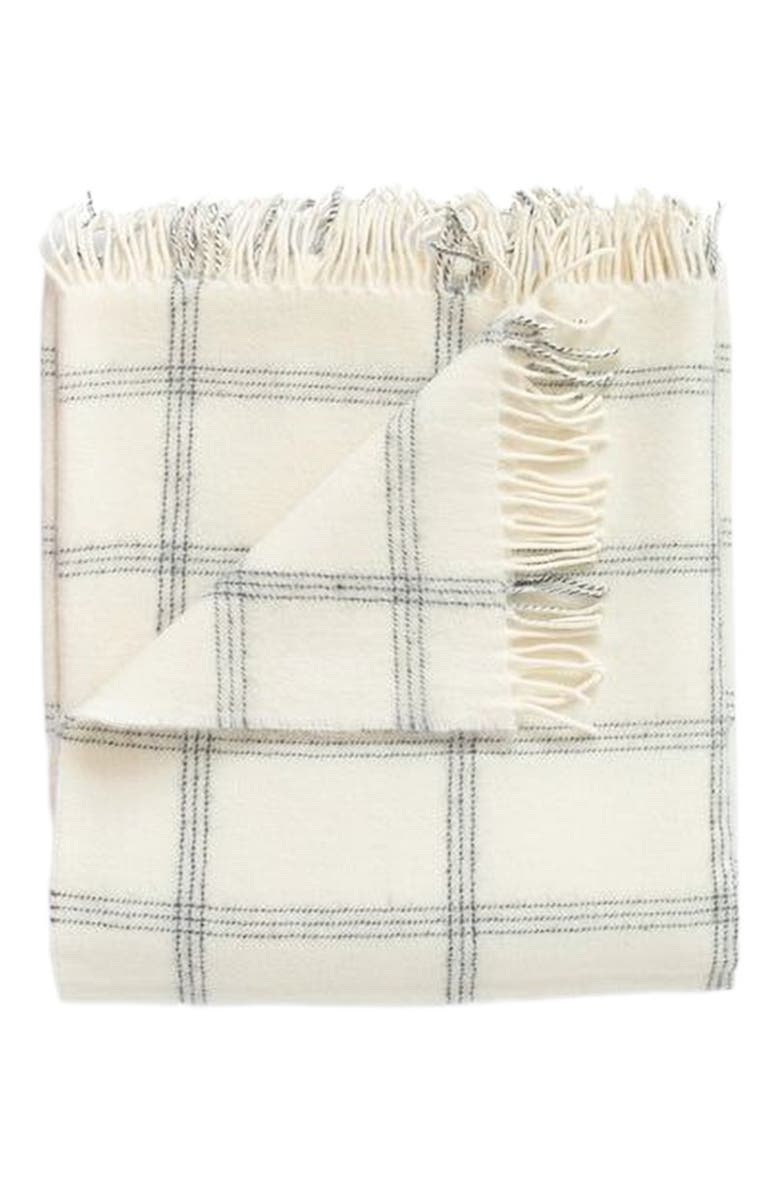 Evangeline Alpaca / Merino Lambswool Throws, Main, color, Windowpane Pearl