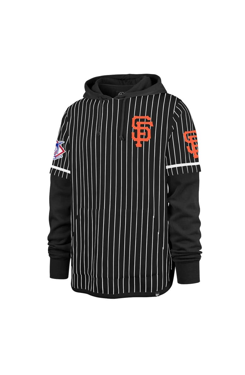 '47 Men's '47 Black San Francisco Giants Pinstripe Double Header Pullover Hoodie, Alternate, color, Black