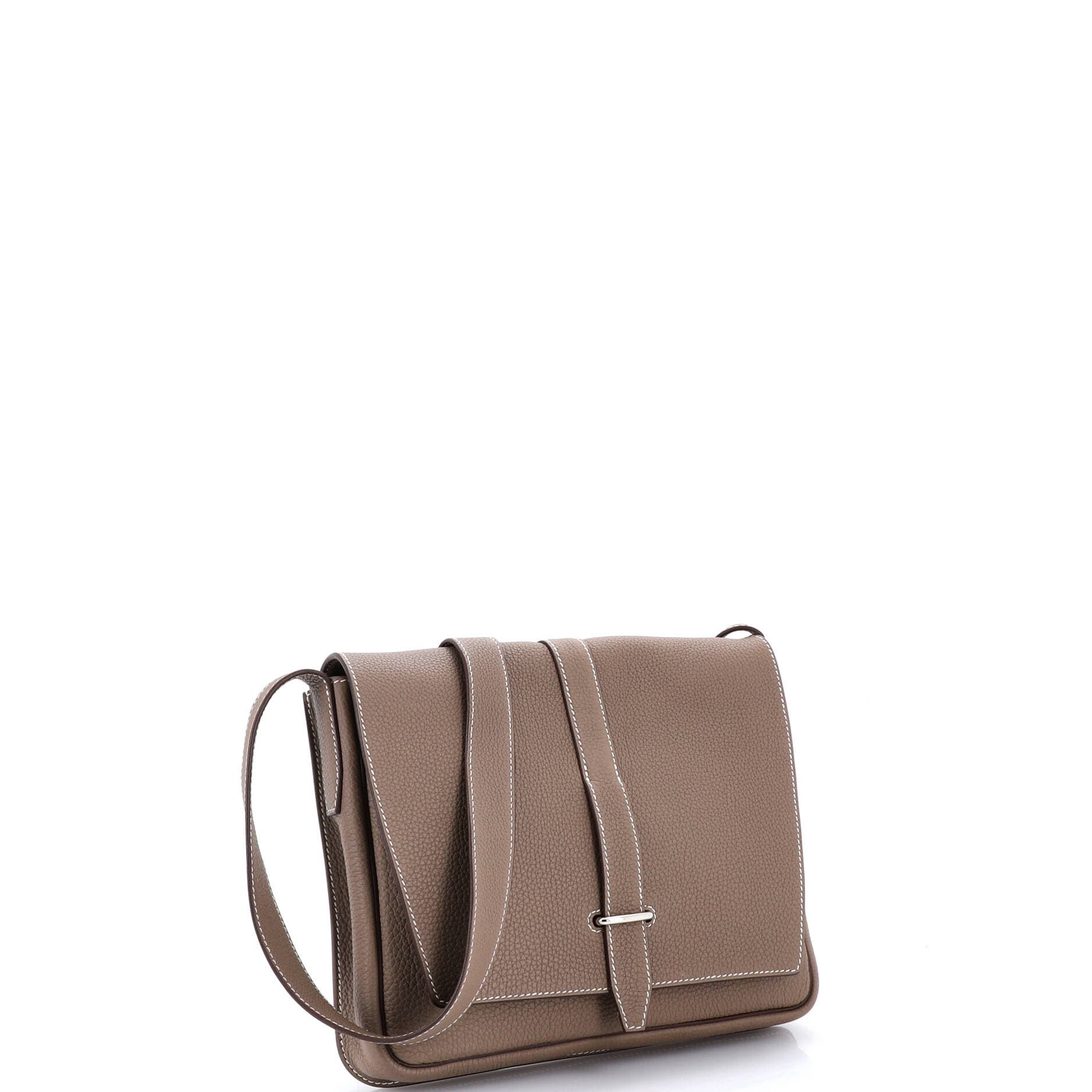 Pre-Owned Hermes Steve Light Junior Messenger Bag Togo, Alternate, color, Etoupe