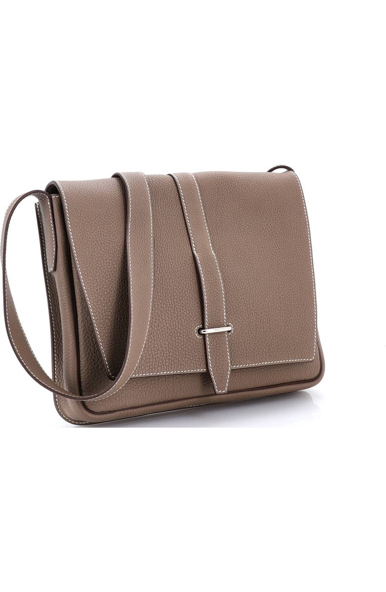 Pre-Owned Hermes Steve Light Junior Messenger Bag Togo, Alternate, color, Etoupe