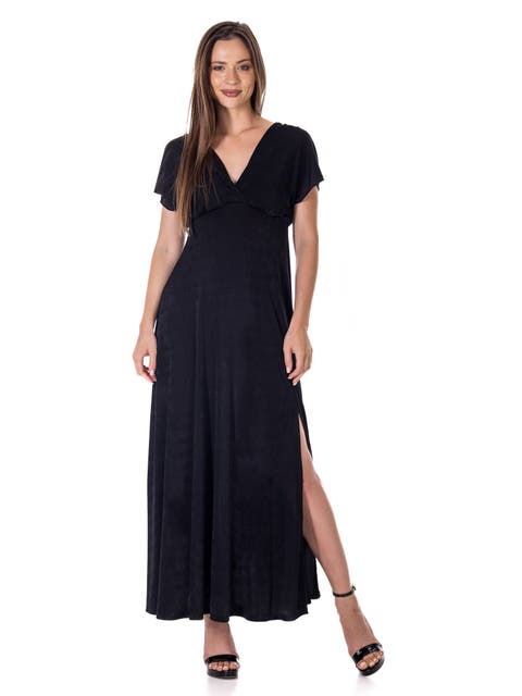 Elevate by 24seven Womens Cap Sleeve Slinky Knit Maxi Dress