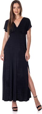 24seven Comfort Apparel Elevate by 24seven Womens Cap Sleeve Slinky Knit Maxi Dress