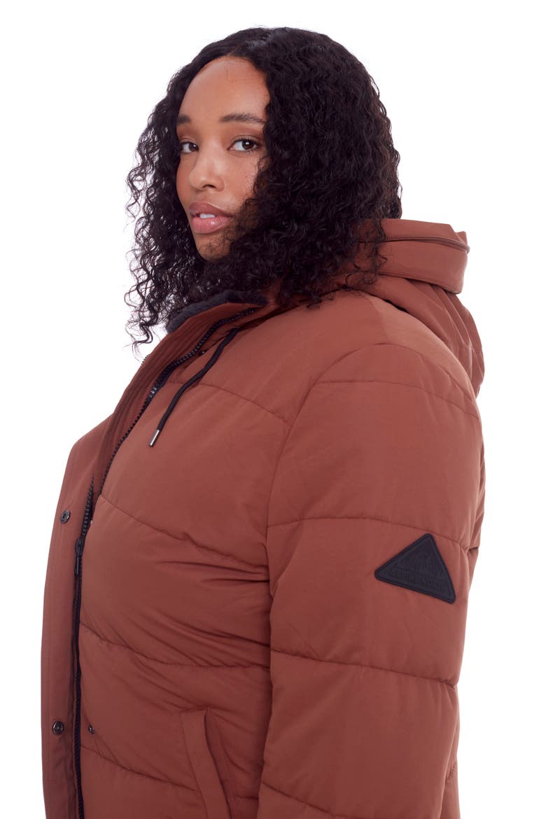 AULAVIK PLUS SIZE - Vegan Down Mid-length Hooded Parka Coat, Alternate, color, MAPLE