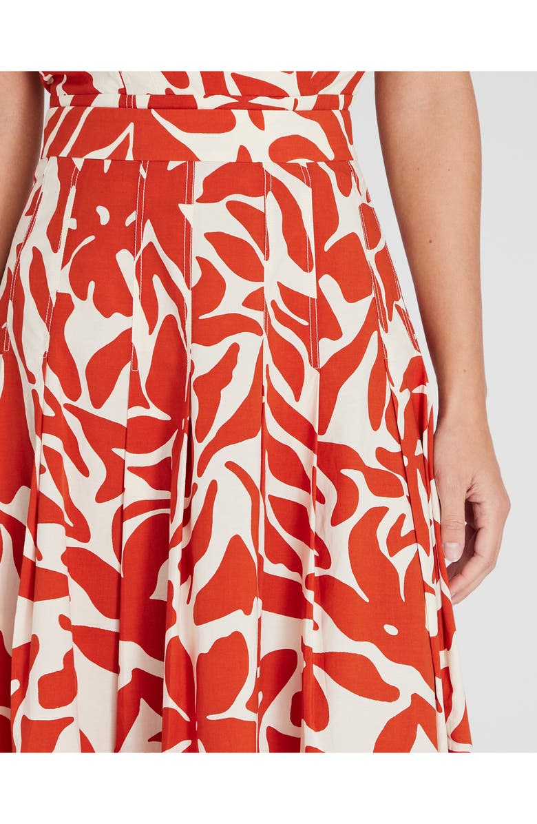 Club Monaco Palm Print Box Pleat Midi Skirt, Alternate, color, 