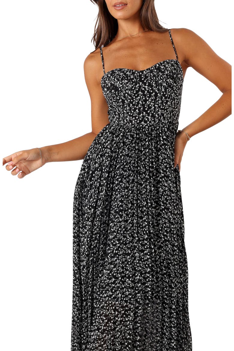 Achanti Floral Print A-Line Dress, Alternate, color, BLACK FLORAL