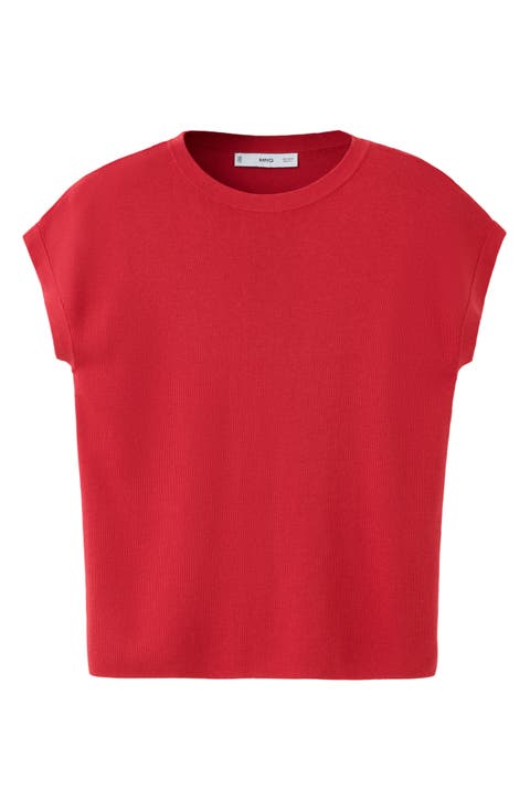 Short Sleeve Cotton Blend Sweater