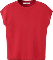 MANGO Short Sleeve Cotton Blend Sweater