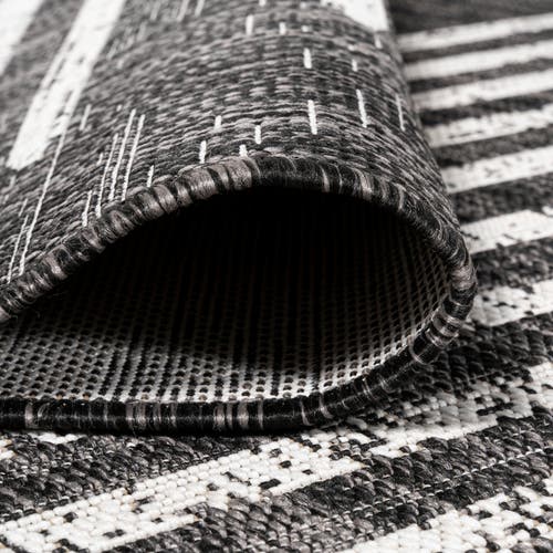 Jonathan Y Zolak Berber Stripe Geometric Indoor/outdoor Area Rug In Black/ivory