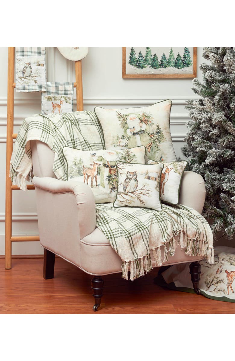 C&F Home Winter Santa & Animals Throw Pillow, 14" x 18", Alternate, color, Green