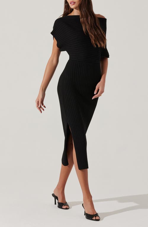 Astr The Label One-shoulder Wide Rib Sweater Dress In Black