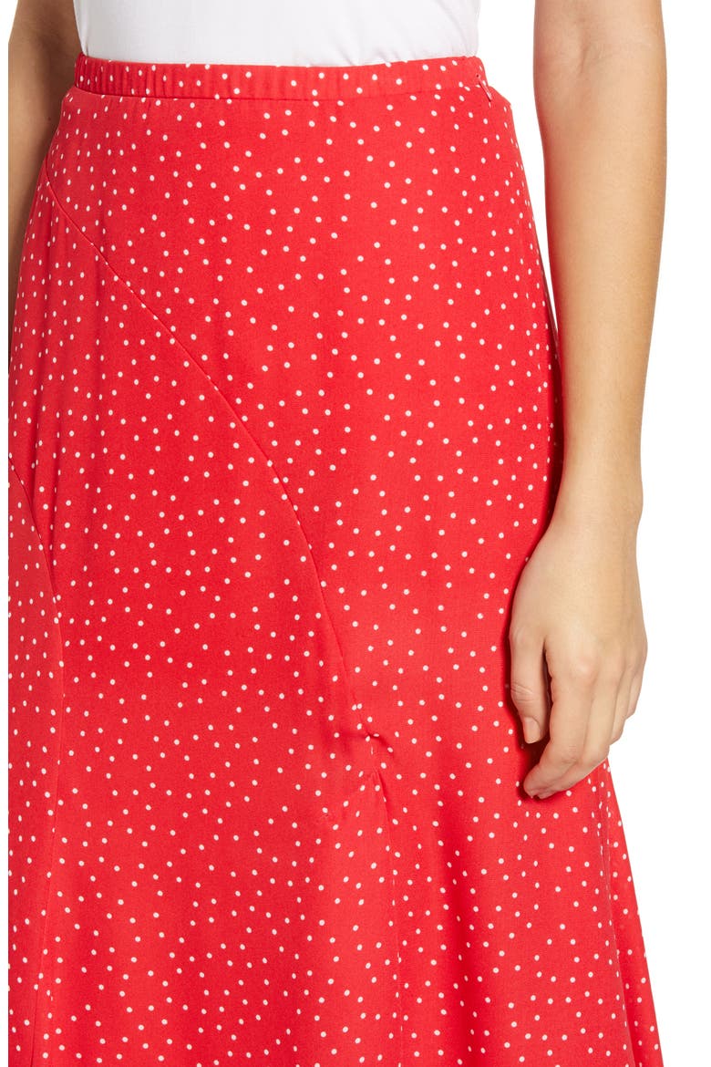 Gibson x International Women's Day Fancy Ashley Asymmetrical Flowy Midi Skirt, Alternate, color, CORAL MINI DOT