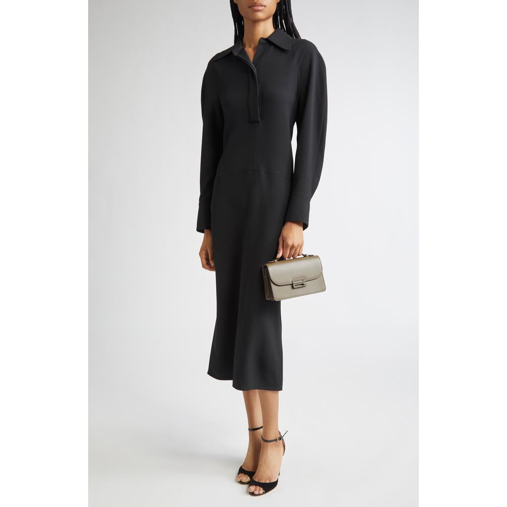 Victoria Beckham Long Sleeve Polo Midi Dress In Animal Print