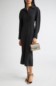 Victoria Beckham Long Sleeve Polo Midi Dress