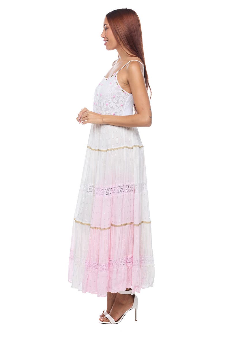 Lace Tiered Maxi Sundress, Alternate, color, LIGHT PINK/WHITE