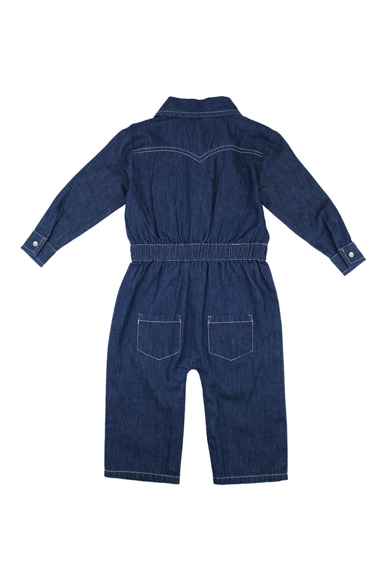 Kids' Western Denim Romper, Alternate, color, TRUE BLUE