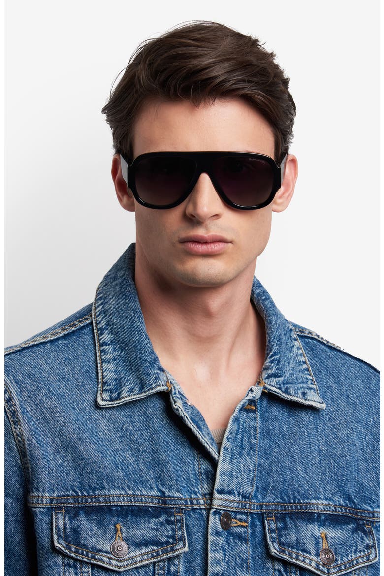 59mm Gradient Pilot Sunglasses, Alternate, color, BLACK