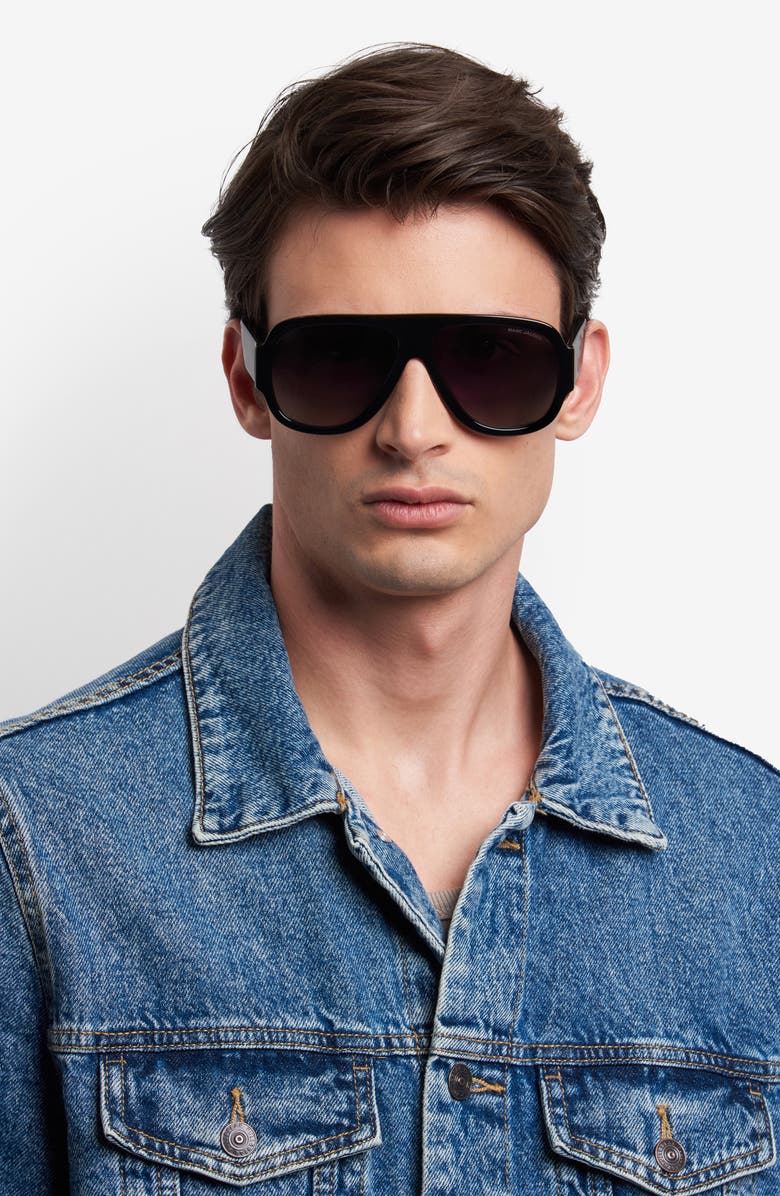 Marc Jacobs 59mm Gradient Pilot Sunglasses, Alternate, color, Black