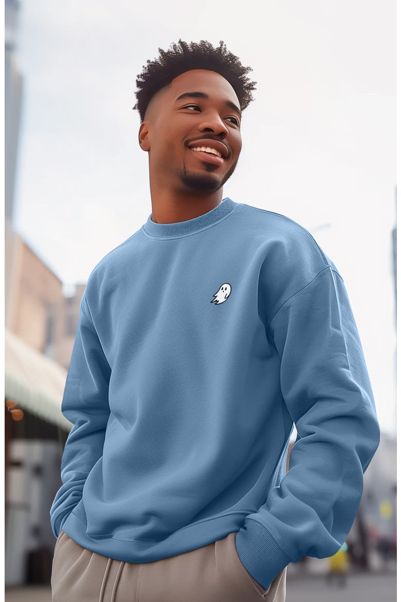 Mens Ghost Heavyweight Relaxed Sweatshirt, Alternate, color, Pebble Blue