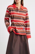 Damson Madder Noah Cinch Striped Rugby Polo