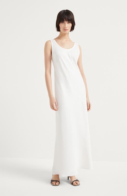 Brunello Cucinelli Knee Length Fitted Silhouette Scoop Back Dress In White