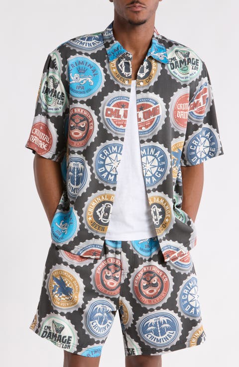 Bottle Cap Button Front Shirt